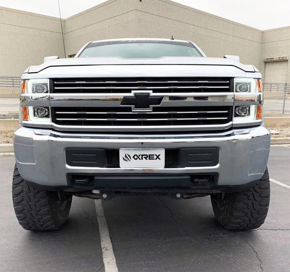 AlphaRex Projector Headlights Chevy Silverado 2500HD/3500HD (2015-2019) Pro Series - Sequential Turn - Black/Chrome/Jet Black