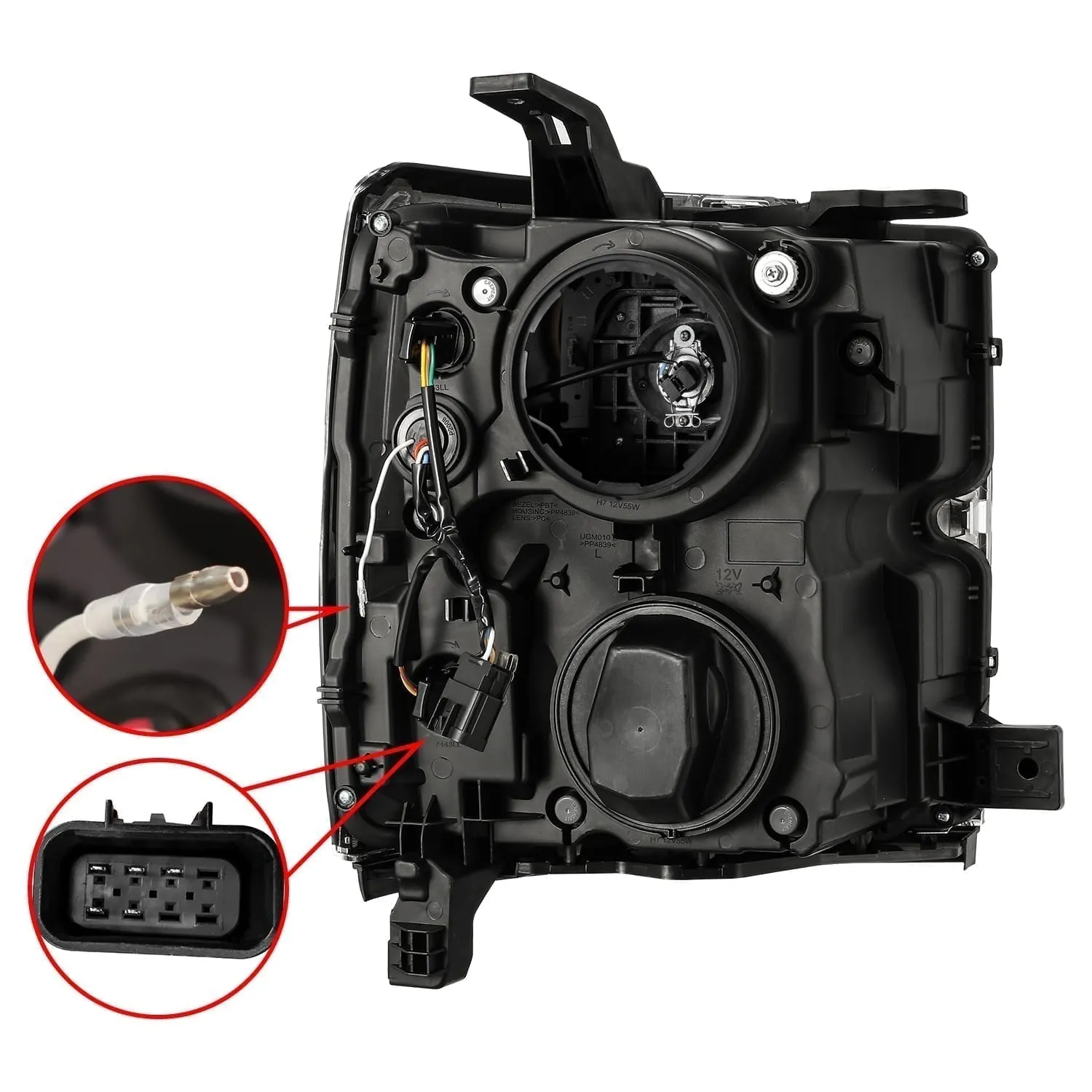 AlphaRex Projector Headlights Chevy Silverado 2500HD/3500HD (2015-2019) Pro Series - Sequential Turn - Black/Chrome/Jet Black