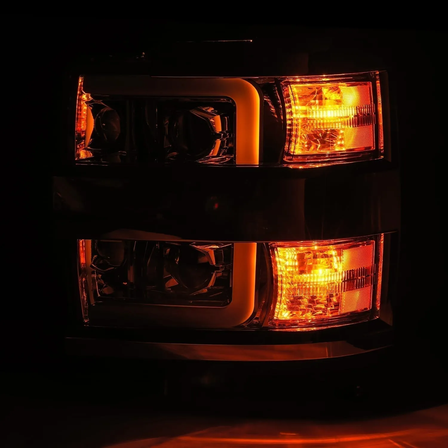 AlphaRex Projector Headlights Chevy Silverado 2500HD/3500HD (2015-2019) Pro Series - Sequential Turn - Black/Chrome/Jet Black
