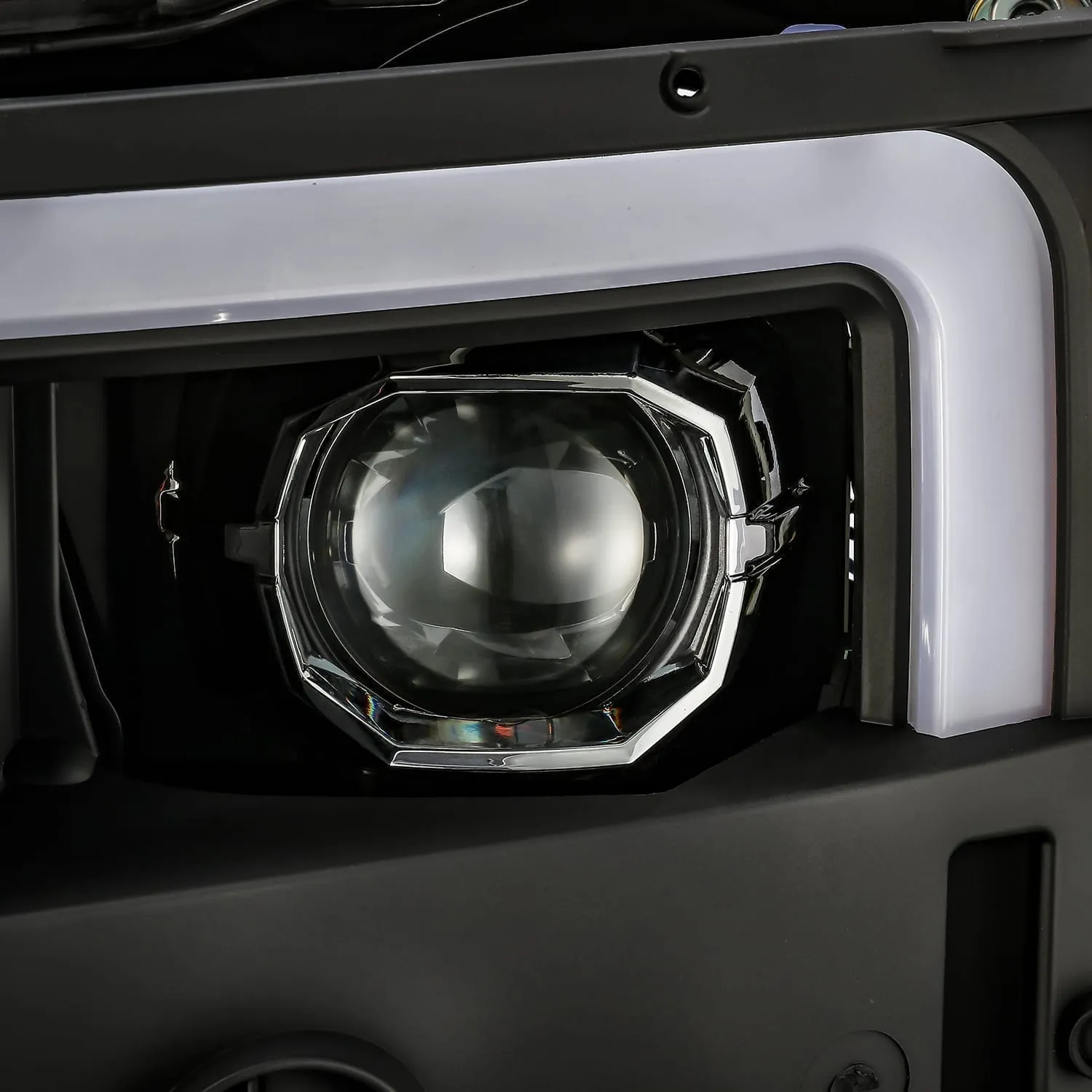 AlphaRex Projector Headlights Chevy Silverado 2500HD/3500HD (2015-2019) Pro Series - Sequential Turn - Black/Chrome/Jet Black