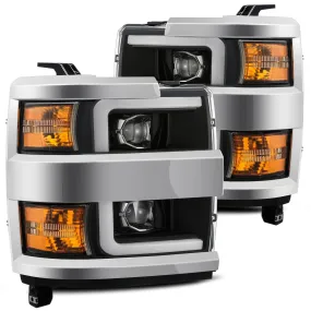 AlphaRex Projector Headlights Chevy Silverado 2500HD/3500HD (2015-2019) Pro Series - Sequential Turn - Black/Chrome/Jet Black