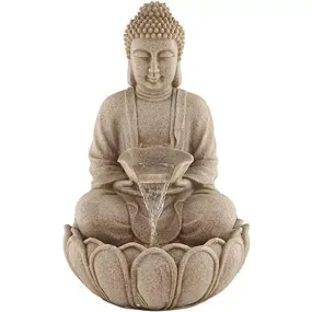 ANAVADYA Lotus Buddha Water Fountain for Home, Office, Garden | Polyresin Table Top Indoor Outdoor Water Fountain with LED Lights for Home Decor Decoration Showpiece Gift (18 X 18 X 30Cm)