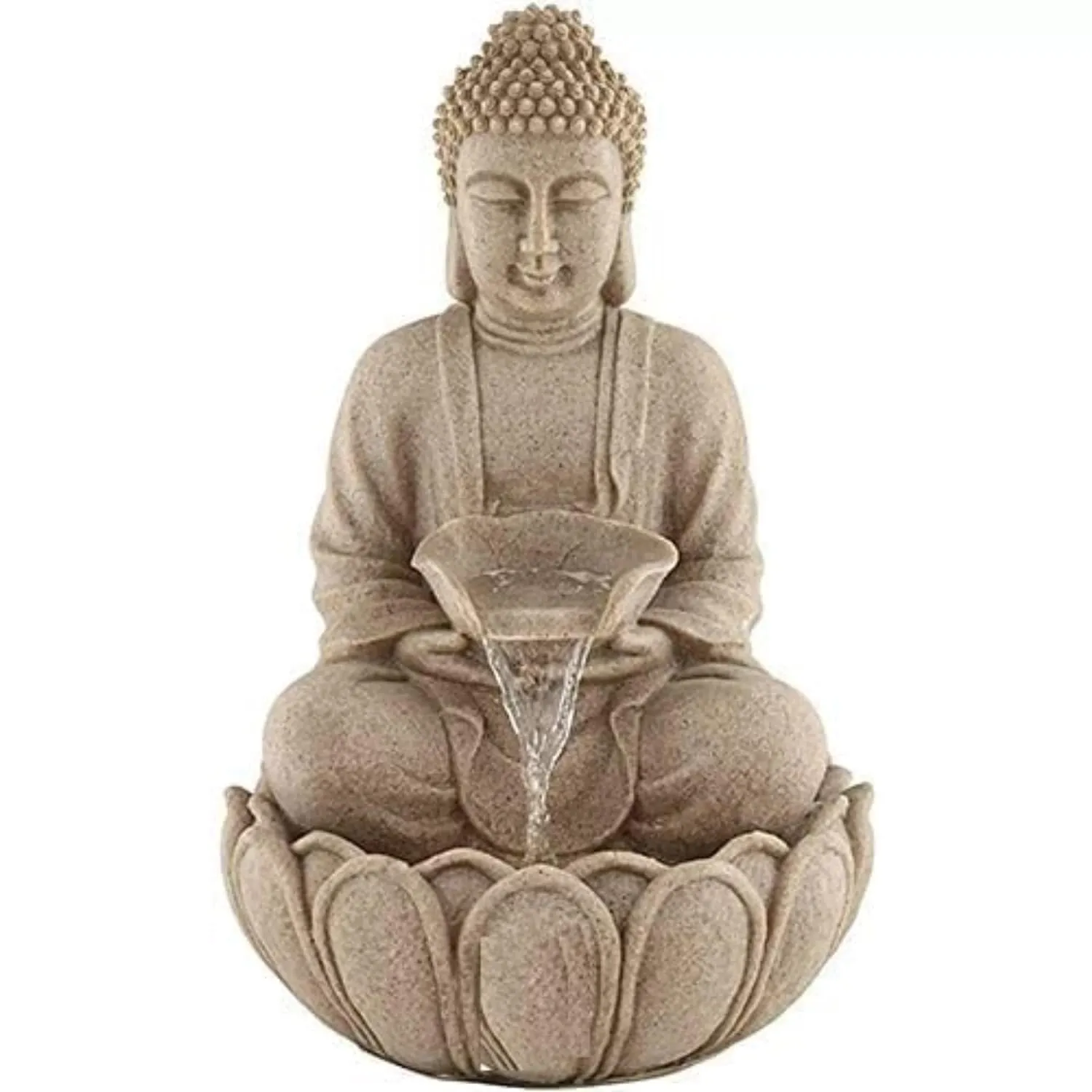 ANAVADYA Lotus Buddha Water Fountain for Home, Office, Garden | Polyresin Table Top Indoor Outdoor Water Fountain with LED Lights for Home Decor Decoration Showpiece Gift (18 X 18 X 30Cm)