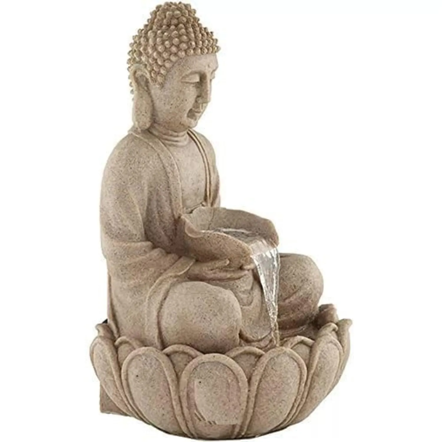 ANAVADYA Lotus Buddha Water Fountain for Home, Office, Garden | Polyresin Table Top Indoor Outdoor Water Fountain with LED Lights for Home Decor Decoration Showpiece Gift (18 X 18 X 30Cm)