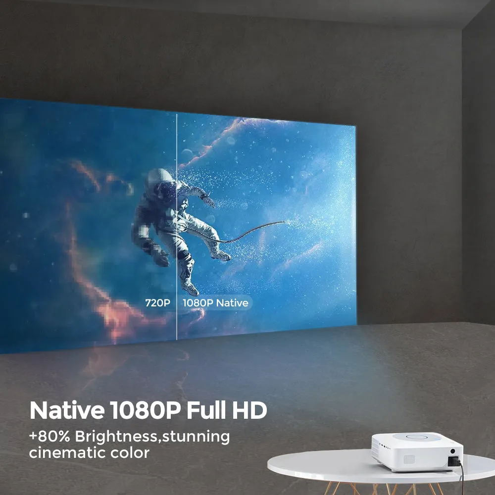 Android LED Projector |7000 Lumens/Screen Size Upto 300''|Native Res 1080P Full HD |Bluetooth Wifi 4K Projector|Included 150 inch Projector Screen