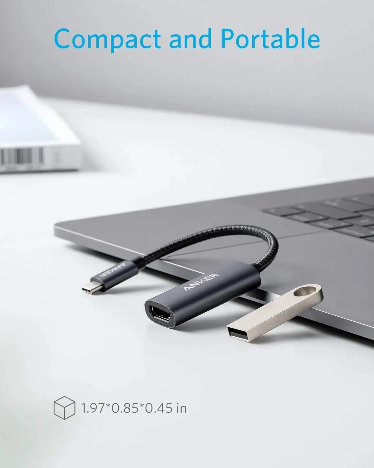 Anker USB C to HDMI Adapter (4K@60Hz) - A8312 , PowerExpand  Aluminum Portable USB C Adapter, for MacBook Pro, MacBook Air, iPad Pro, Pixelbook, XPS, Galaxy, and More (Compatible with Thunderbolt 3 ports)