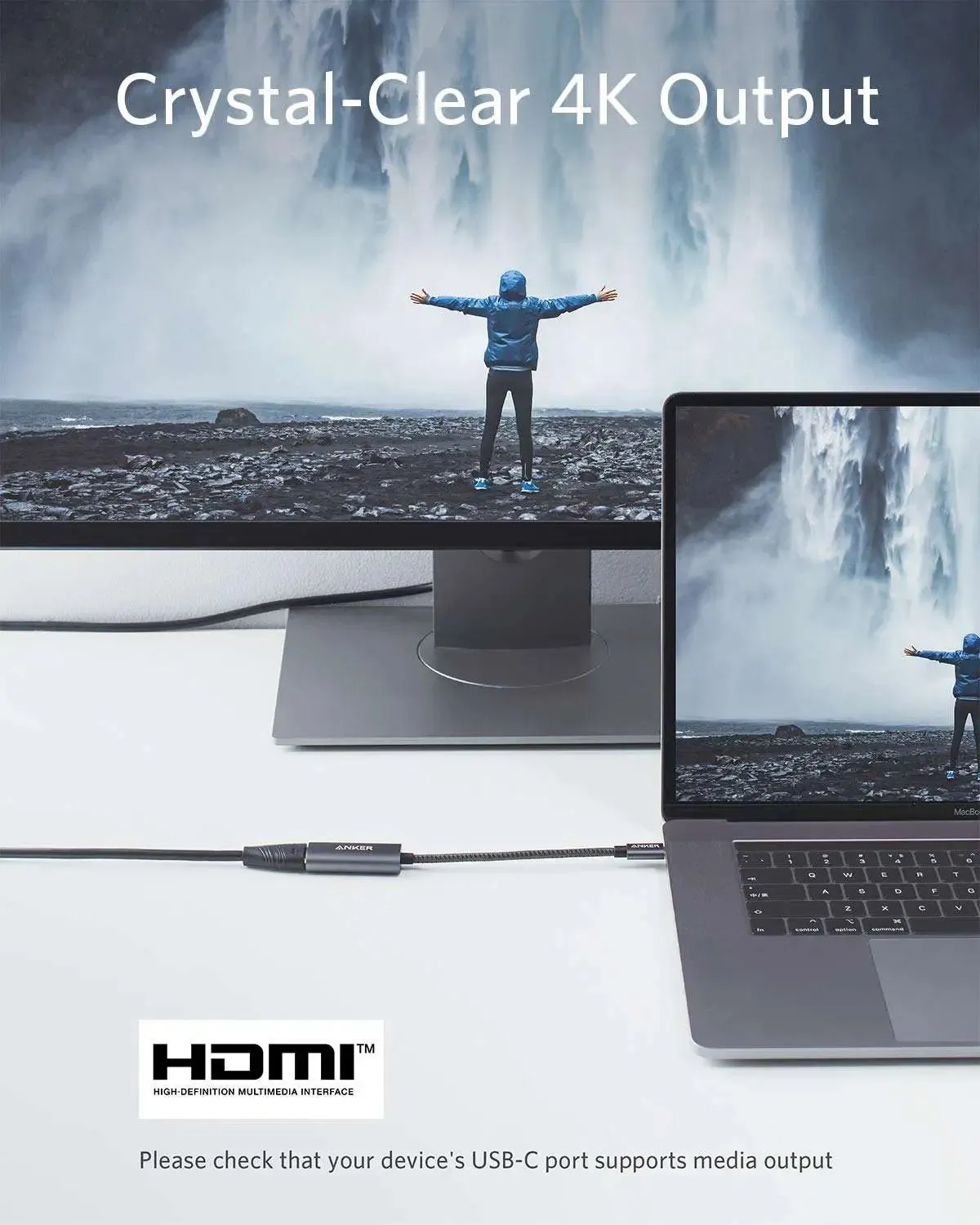 Anker USB C to HDMI Adapter (4K@60Hz) - A8312 , PowerExpand  Aluminum Portable USB C Adapter, for MacBook Pro, MacBook Air, iPad Pro, Pixelbook, XPS, Galaxy, and More (Compatible with Thunderbolt 3 ports)