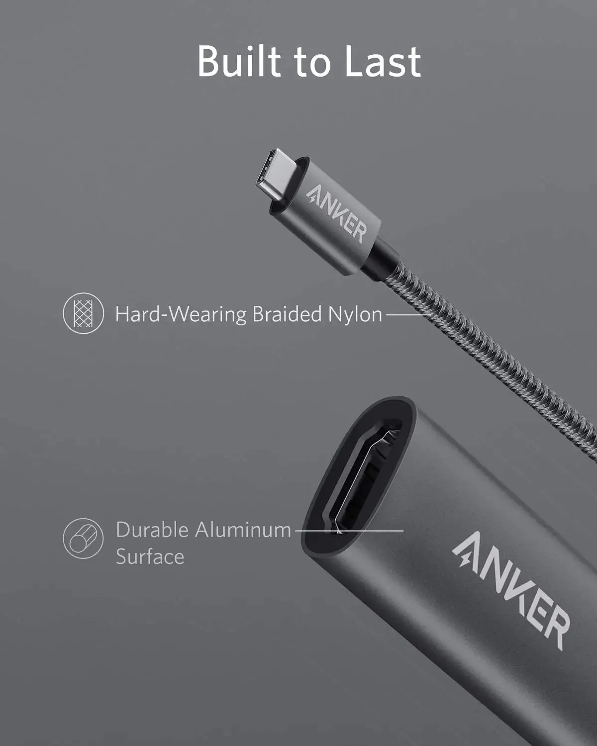 Anker USB C to HDMI Adapter (4K@60Hz) - A8312 , PowerExpand  Aluminum Portable USB C Adapter, for MacBook Pro, MacBook Air, iPad Pro, Pixelbook, XPS, Galaxy, and More (Compatible with Thunderbolt 3 ports)