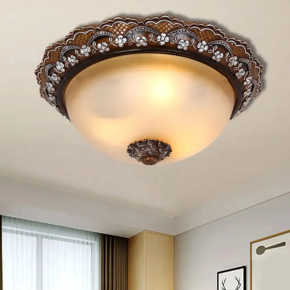 Antiqued Dome Flushmount Ceiling Light - Brown, 2/3 Lights