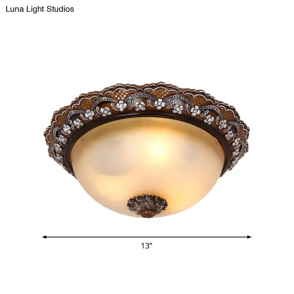 Antiqued Dome Flushmount Ceiling Light - Brown, 2/3 Lights