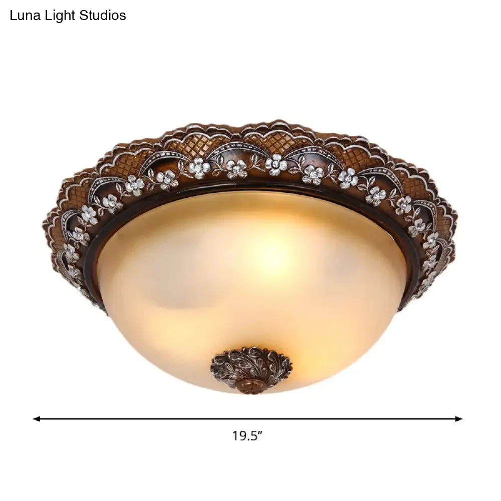 Antiqued Dome Flushmount Ceiling Light - Brown, 2/3 Lights