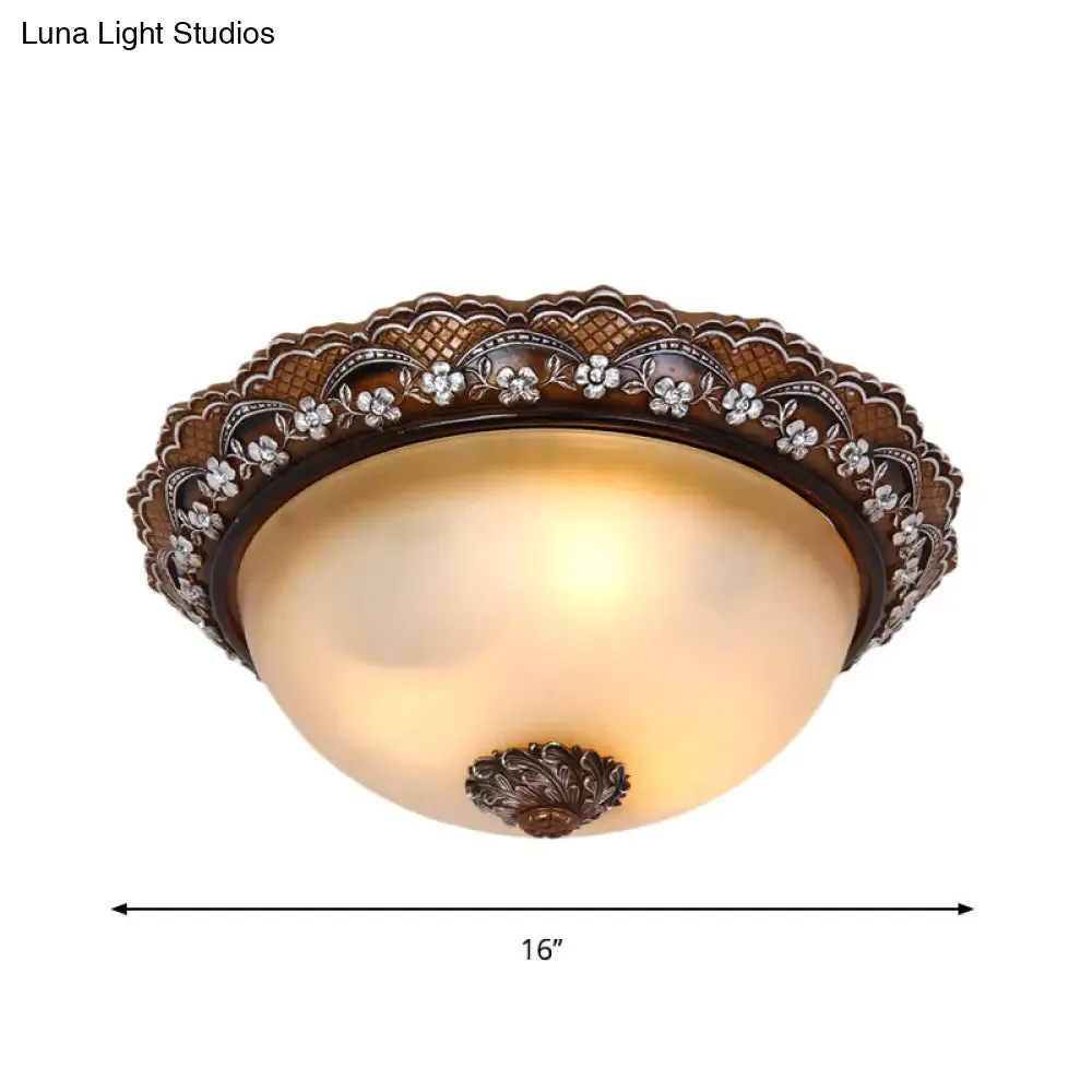 Antiqued Dome Flushmount Ceiling Light - Brown, 2/3 Lights