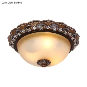 Antiqued Dome Flushmount Ceiling Light - Brown, 2/3 Lights