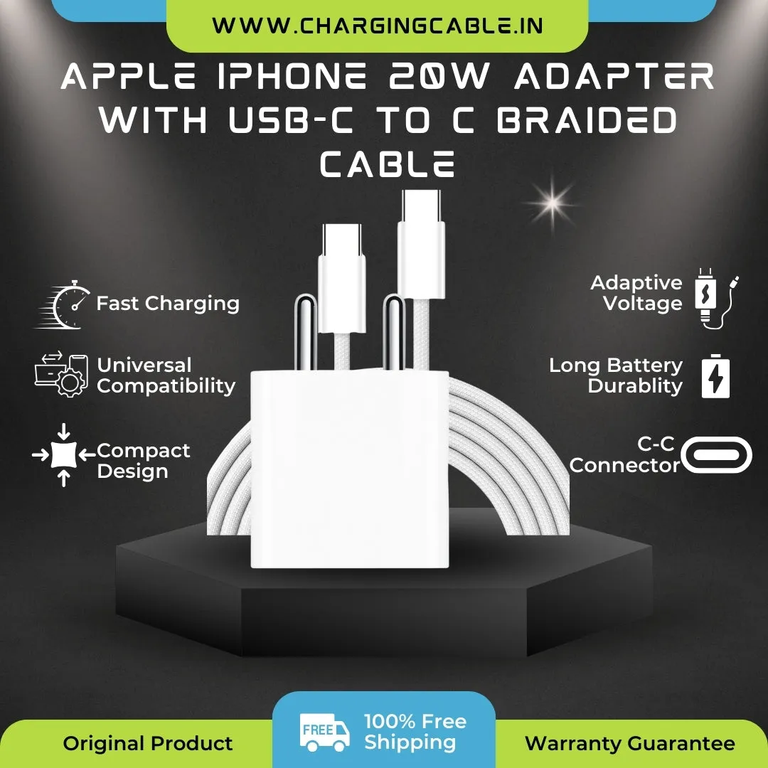 Apple 20W USB-C Charger For iPhone 16 Series (Adapter With Braided Cable)