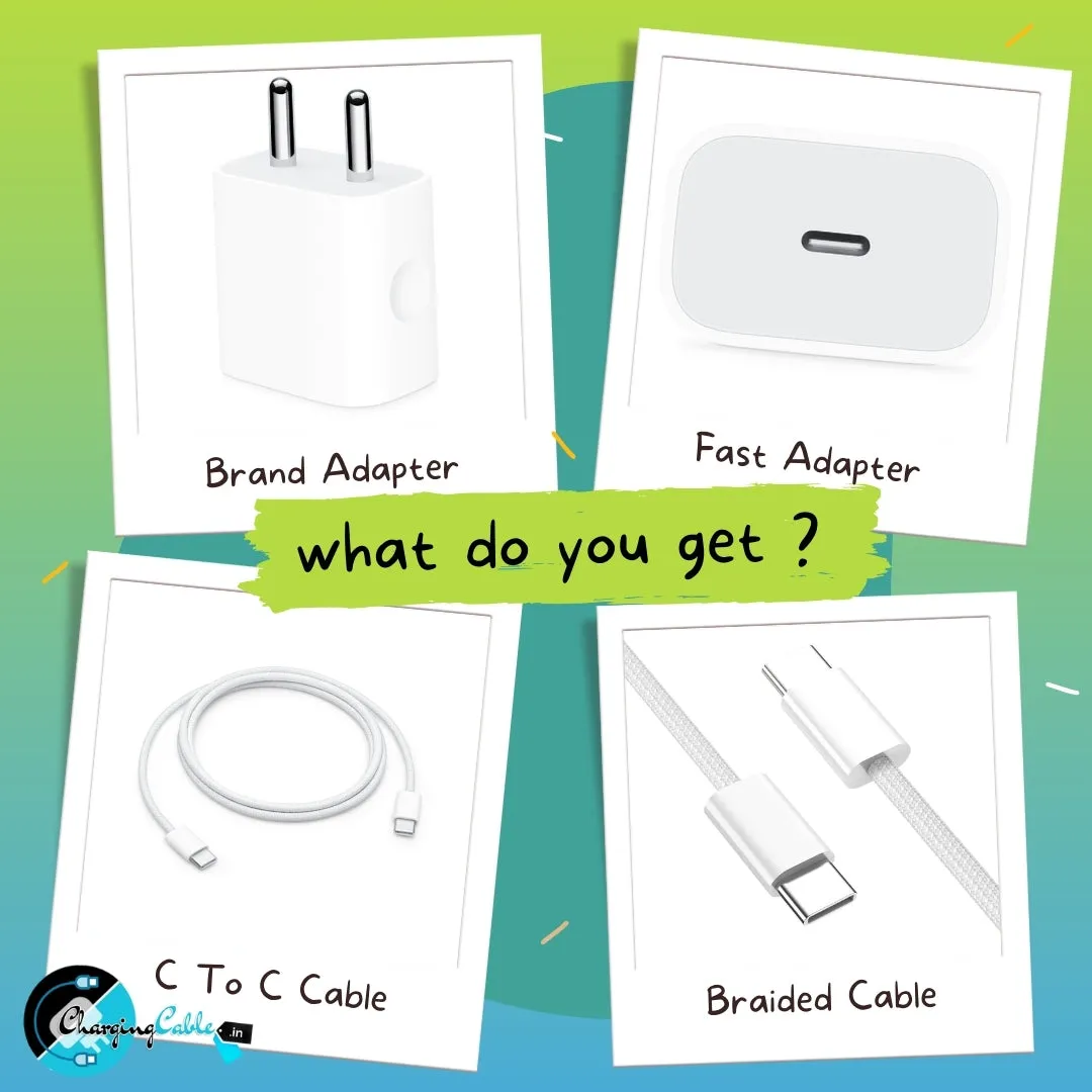 Apple 20W USB-C Charger For iPhone 16 Series (Adapter With Braided Cable)