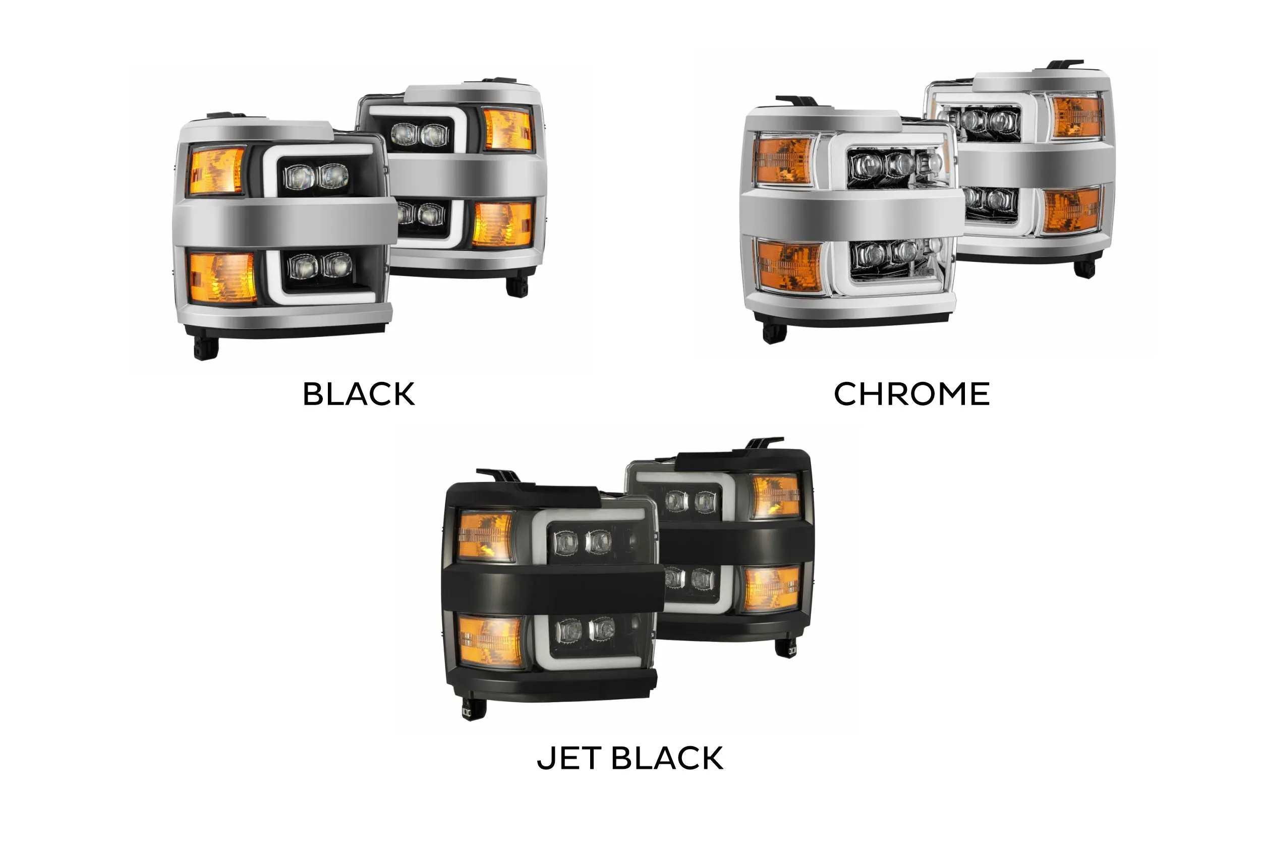 ARex Nova LED Headlights: Chevy Silverado HD (15-19) - Jet Black w/ Chrome Grille (Set)