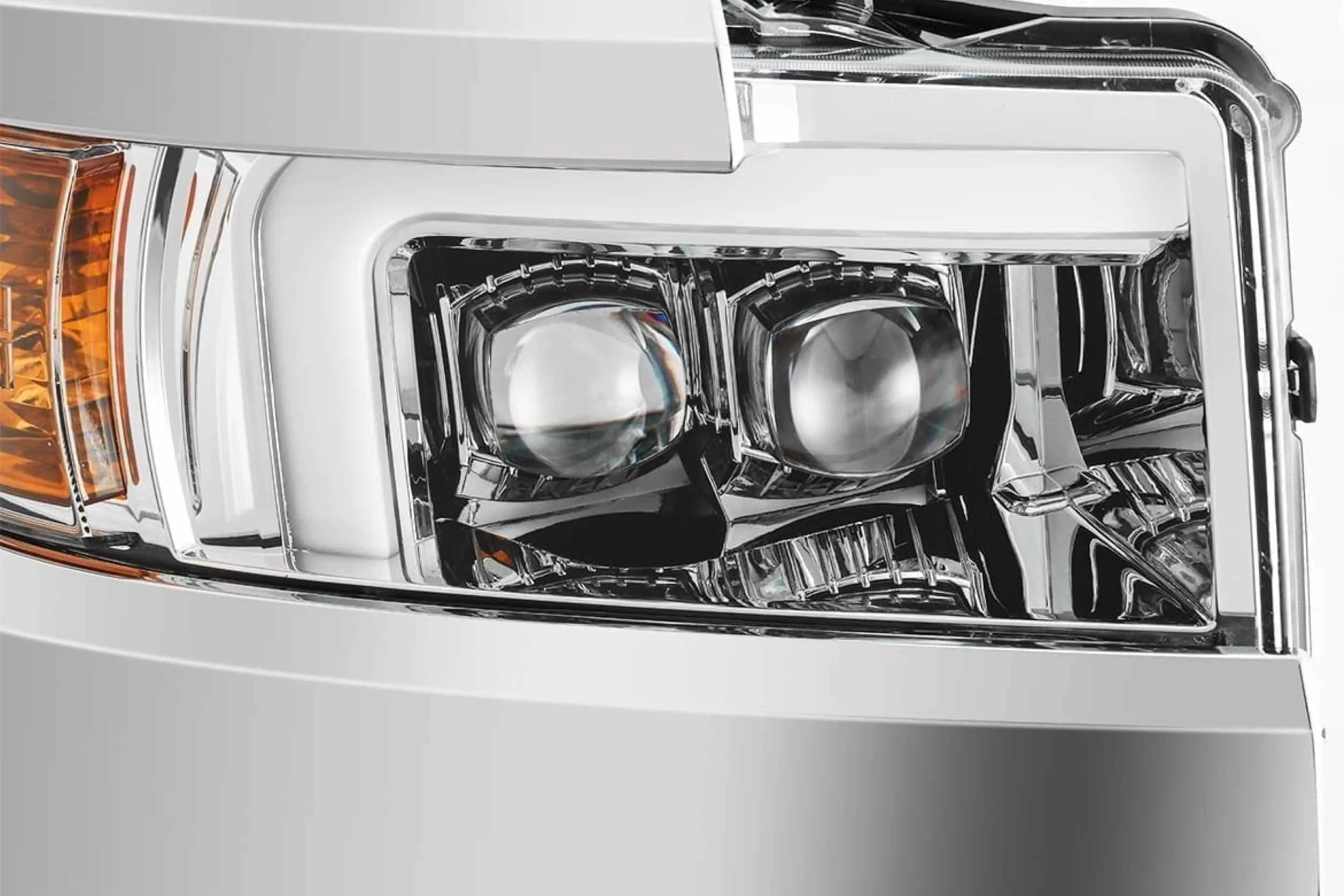 ARex Nova LED Headlights: Chevy Silverado HD (15-19) - Jet Black w/ Chrome Grille (Set)
