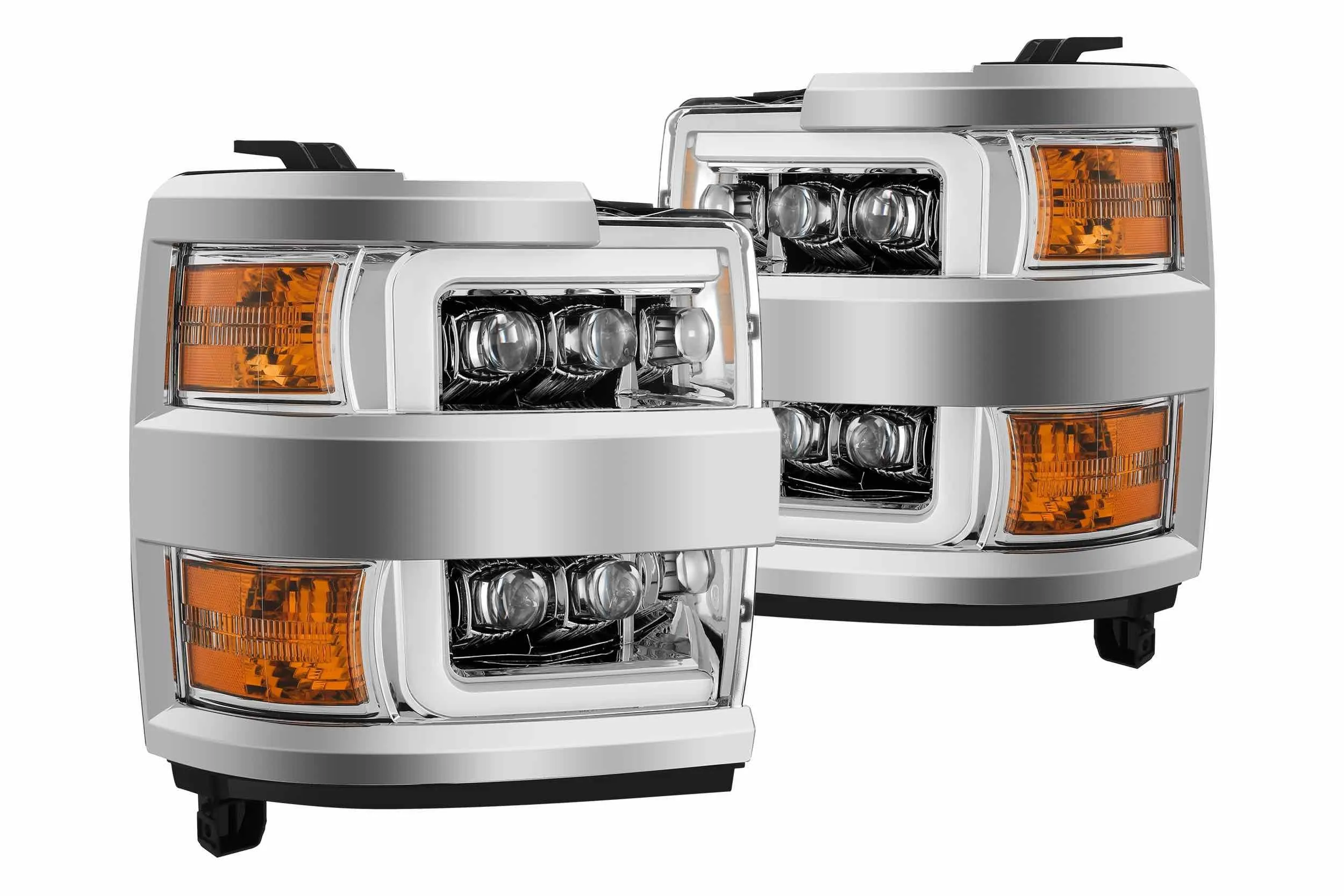 ARex Nova LED Headlights: Chevy Silverado HD (15-19) - Jet Black w/ Chrome Grille (Set)