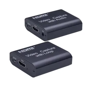 ArgoX HDMI to USB 2.0 Video Capture with Loop   Audio, 4K in 1080p out, USB-A to Micro USB Cable, HDMI Loop Out, Support AWG26 HDMI, VLC/OBS/Amcap for Computer, Live Streaming, Windows, Android, macOS | HDVC3 HDVC4