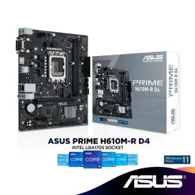 ASUS PRIME H610M-R D4 Micro ATX (mATX) Intel Motherboard | Intel LGA1700 Socket