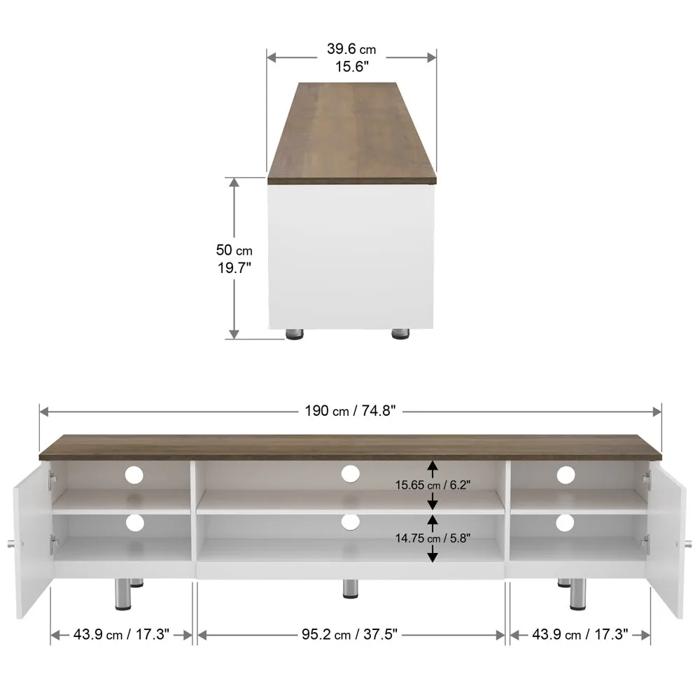 AVF Whitesands 1.9M TV Stand - Satin White | FS1900WSSW