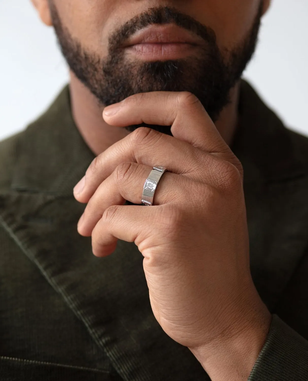 BARITE Gold Matching Diamond Wedding Band Set