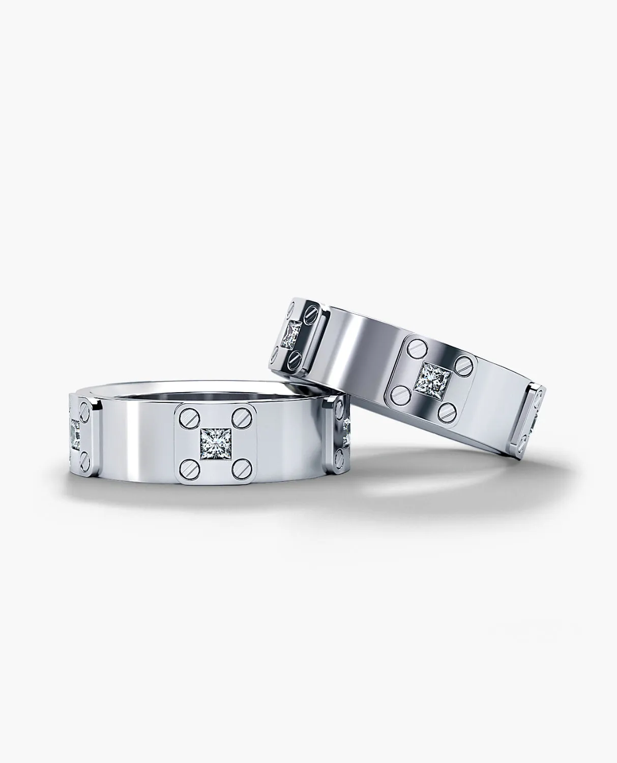 BARITE Gold Matching Diamond Wedding Band Set