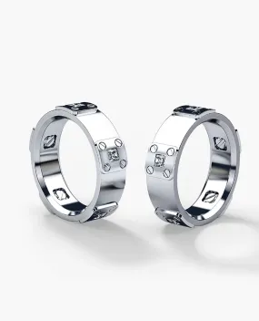 BARITE Gold Matching Diamond Wedding Band Set