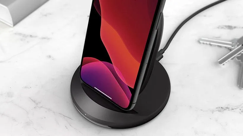 Belkin 15W Wireless Charging Stand with Wall Charger & USB C - Black & White