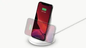 Belkin 15W Wireless Charging Stand with Wall Charger & USB C - Black & White