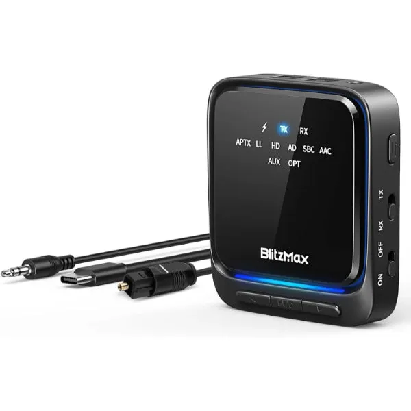 BlitzMax bluetooth 5.2 Adapter Dual Connection 3.5 mm AUX RCA Digital Optical Output