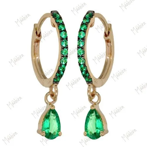 Blue Sapphire Pear Earring Black Rhodium Prong