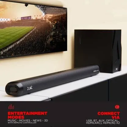 boAt Aavante Bar 4000DA | Powerful 200W Home Theatre Sound, 2.1.2 Channel, Dolby Atmos 3D Technology, Sleek & Minimal Design