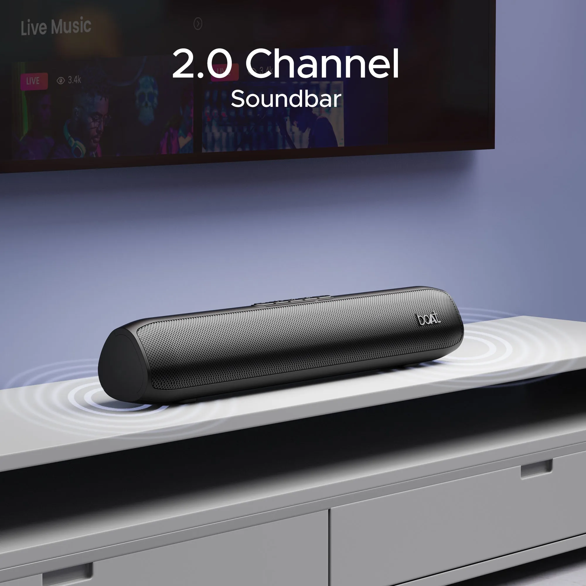 boAt Aavante Bar 520 | Soundbar with 16W RMS boAt Signature Sound, 2.0 Channel Sound, Bluetooth v5.0