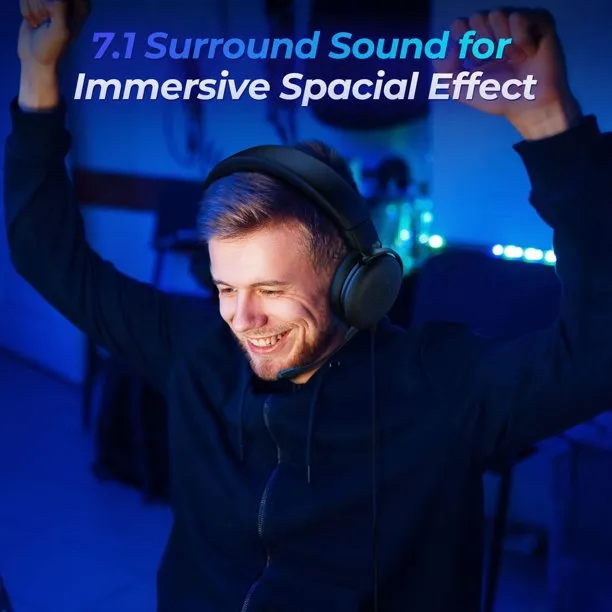 BOLT AXTION Gaming Headset with Microphone 7.1 Surround Sound Detachable Noise Canceling Mic