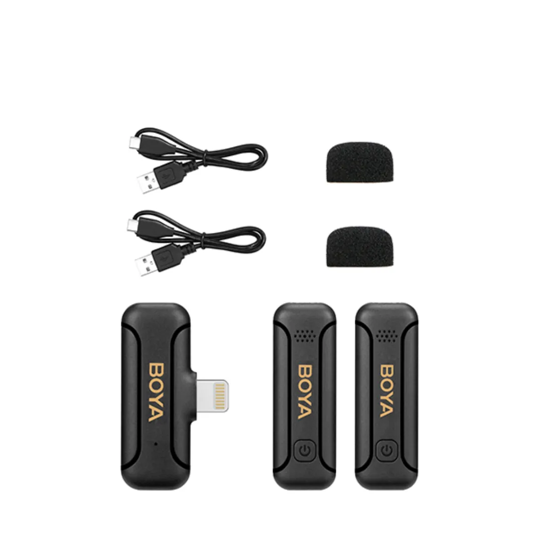 BOYA BY-WM3T2-D2 Wireless Microphone with Lightning Connector for Apple Devices (2.4 GHz)