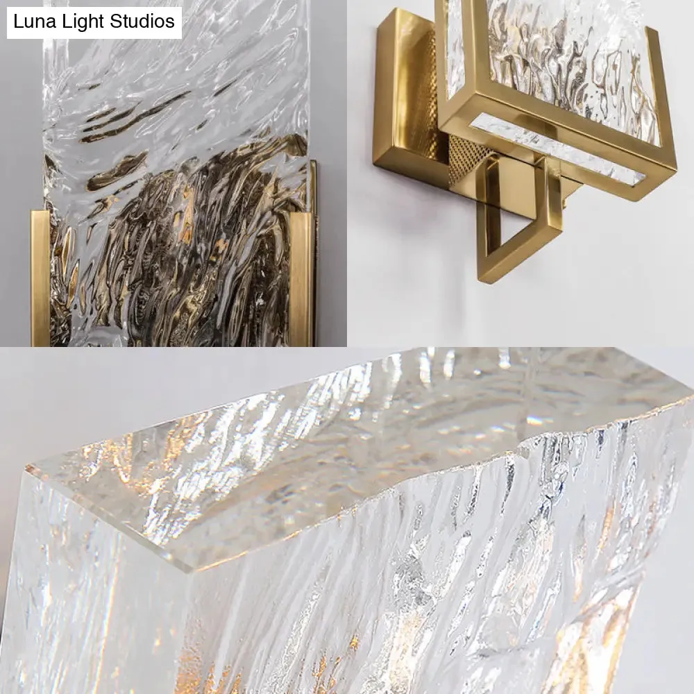 Brass Wall Sconce Light Fixture with Crystal Accent - Traditionary Metal Design