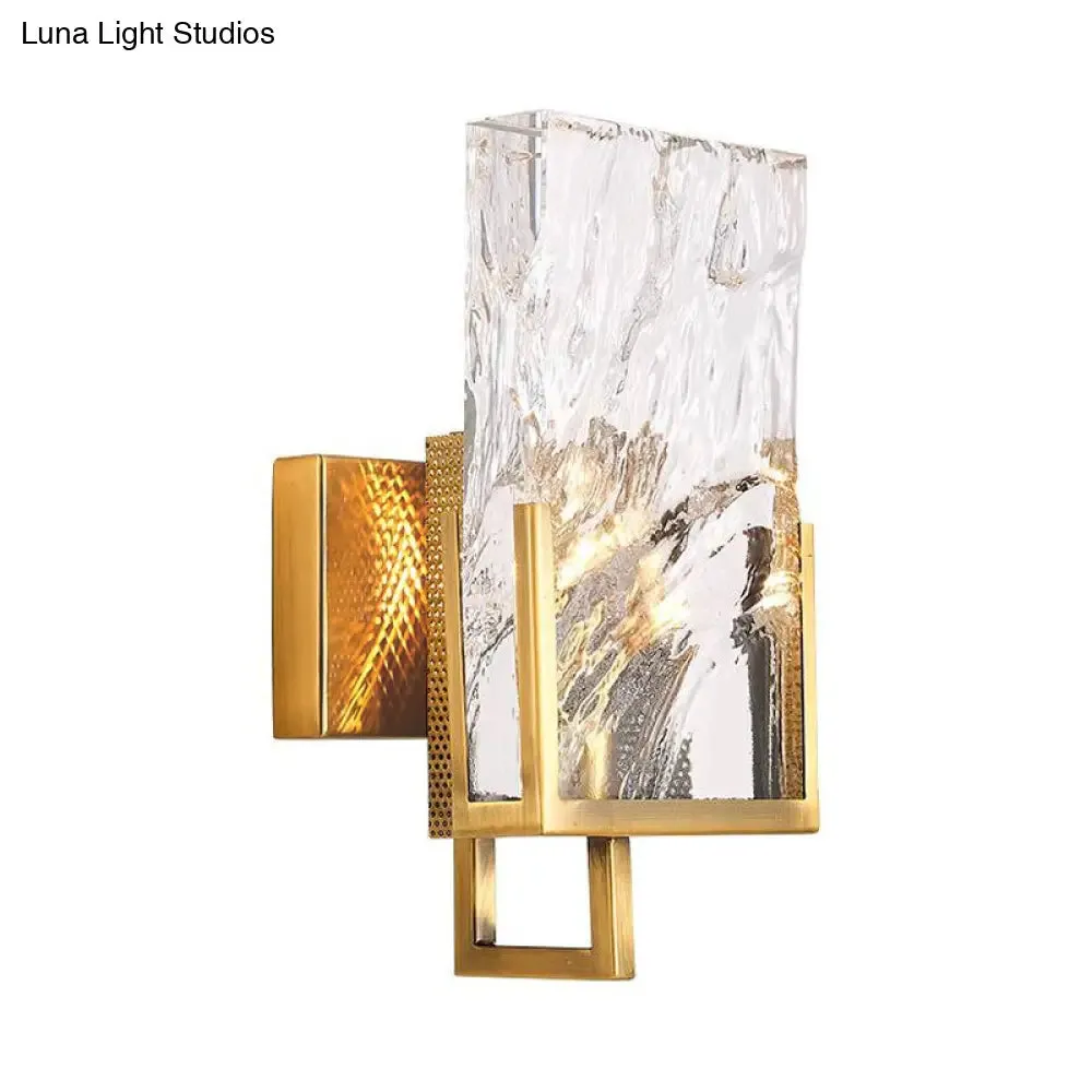 Brass Wall Sconce Light Fixture with Crystal Accent - Traditionary Metal Design