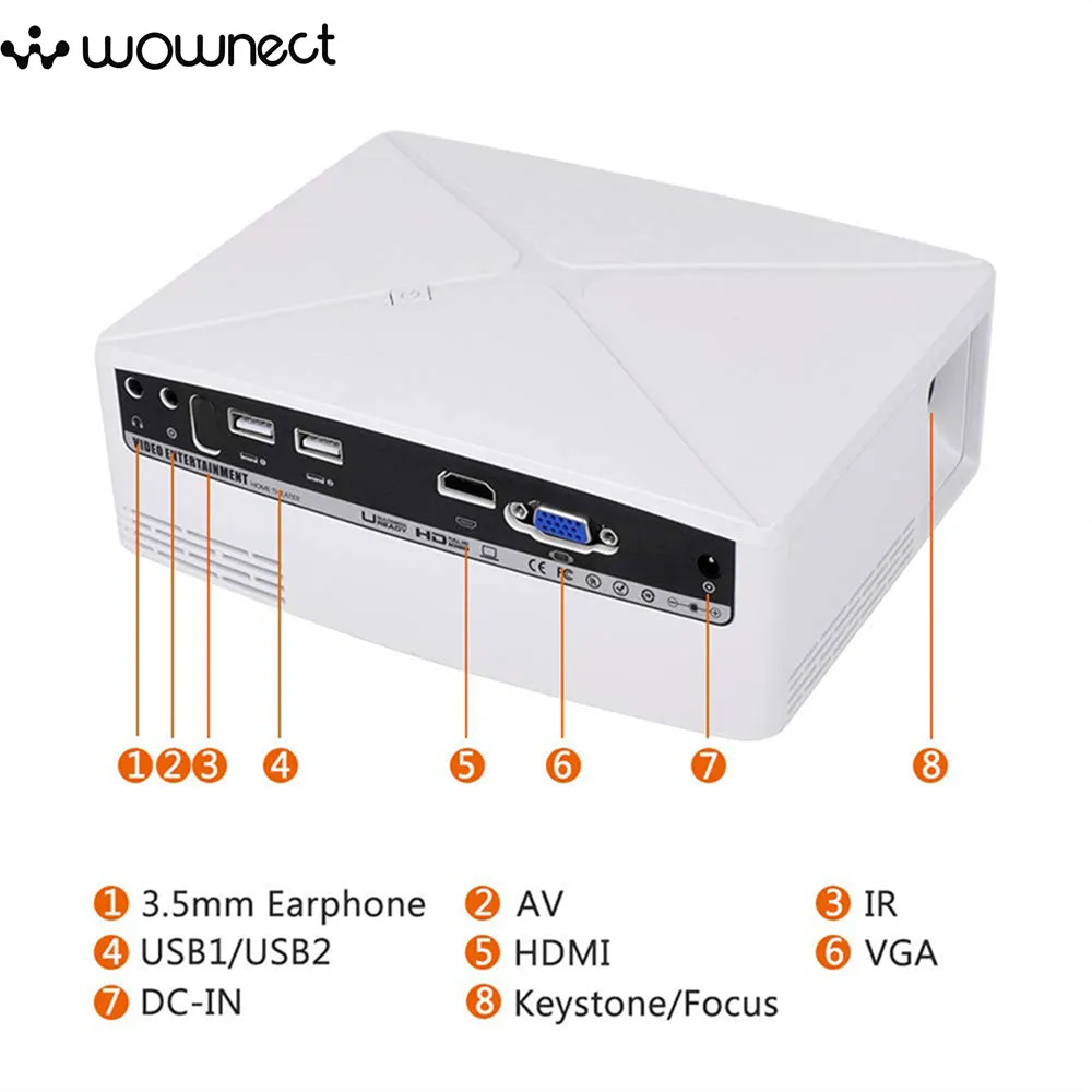 C80 Android Home Theater Smart Projector 4K LED 2200Lumens WiFi Portable HD Projector 1280x720 [ 1GB RAM 8GB ROM ] [Image Size: 30 - 120 inch]