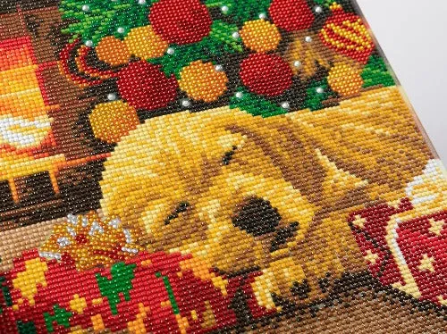 CAK-A166M: Sleeping Labrador Pup Crystal Art 30*30cm Canvas