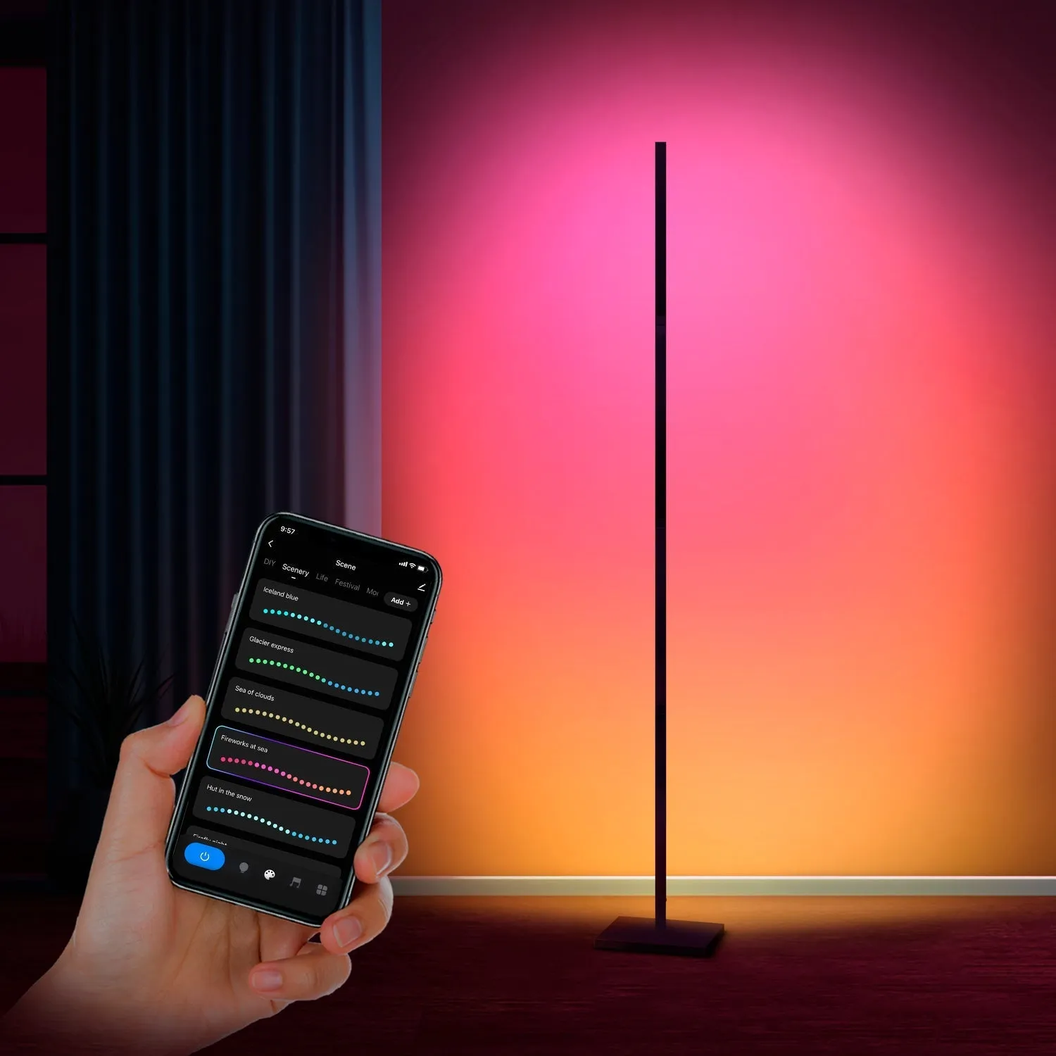 Calex Multifunctional Smart Floor Lamp - RGB   Warm White
