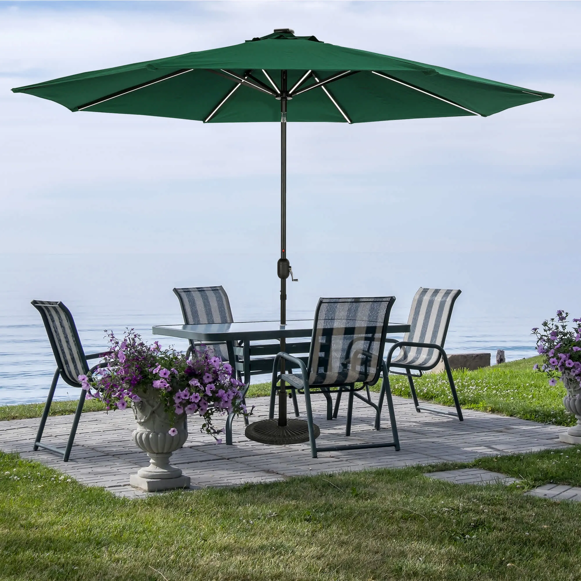 Calypso Fiesta 11-ft Octagonal Market Umbrella with Solar LED Lights - Breez-Tex