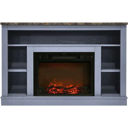 Cambridge Seville Electric Fireplace Heater with 47-In. Cherry TV Stand, Enhanced Log Display, Multi-Color Flames, and Remote Control