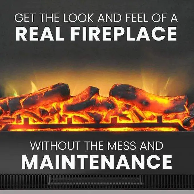 Cambridge Seville Electric Fireplace Heater with 47-In. Cherry TV Stand, Enhanced Log Display, Multi-Color Flames, and Remote Control