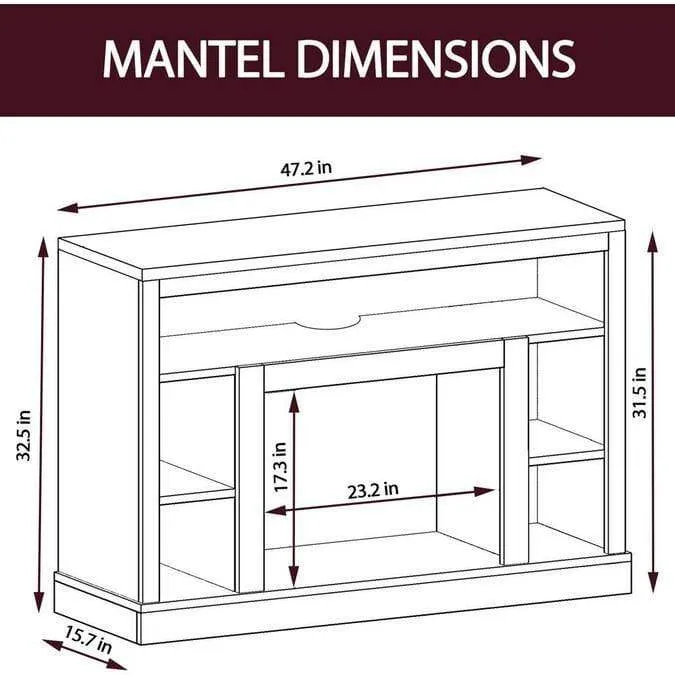 Cambridge Seville Electric Fireplace Heater with 47-In. Cherry TV Stand, Enhanced Log Display, Multi-Color Flames, and Remote Control