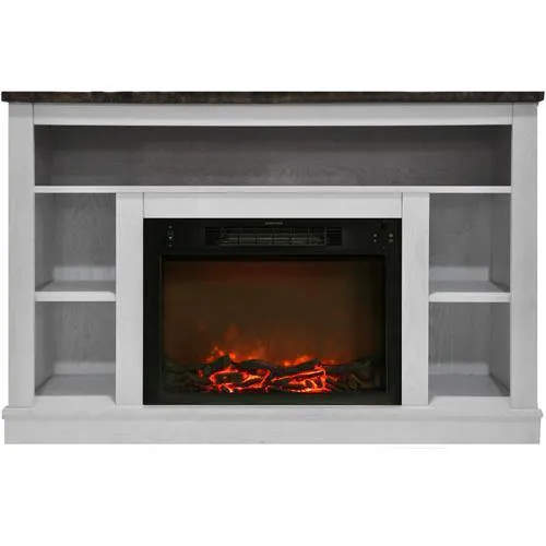 Cambridge Seville Electric Fireplace Heater with 47-In. Cherry TV Stand, Enhanced Log Display, Multi-Color Flames, and Remote Control