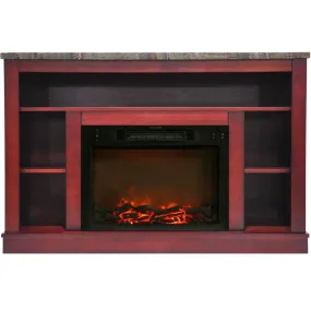 Cambridge Seville Electric Fireplace Heater with 47-In. Cherry TV Stand, Enhanced Log Display, Multi-Color Flames, and Remote Control