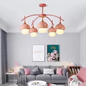 Cartoon Metal Mushroom Chandelier - 5-Head Kids Suspension Light for Bedroom, Perfect for Girls and Boys