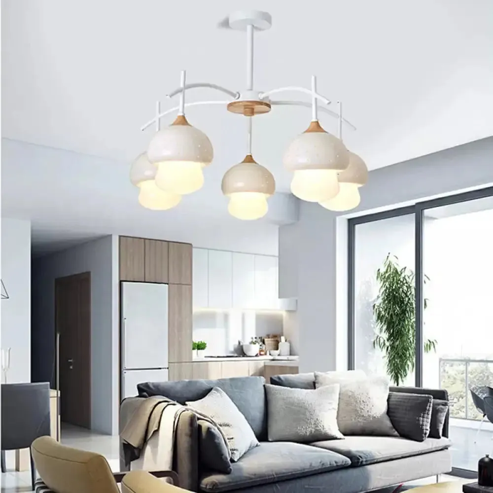 Cartoon Metal Mushroom Chandelier - 5-Head Kids Suspension Light for Bedroom, Perfect for Girls and Boys