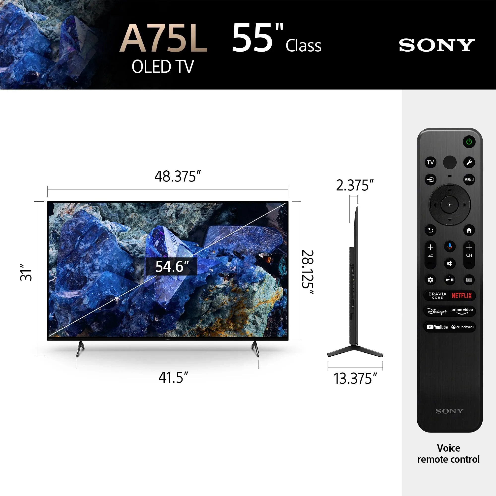 Certified Refurbished - Sony - 55" class BRAVIA XR A75L OLED 4K UHD Smart Google TV